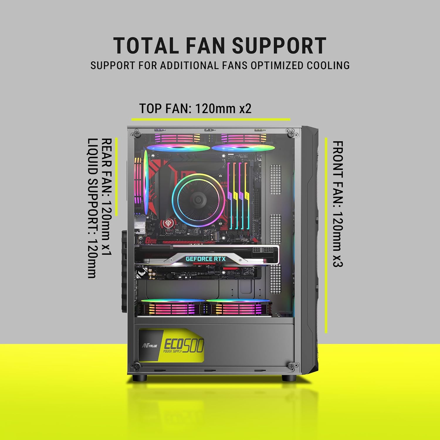 Ant Esports VM50 ARGB Mid-Tower Gaming Cabinet - Black - Image 4