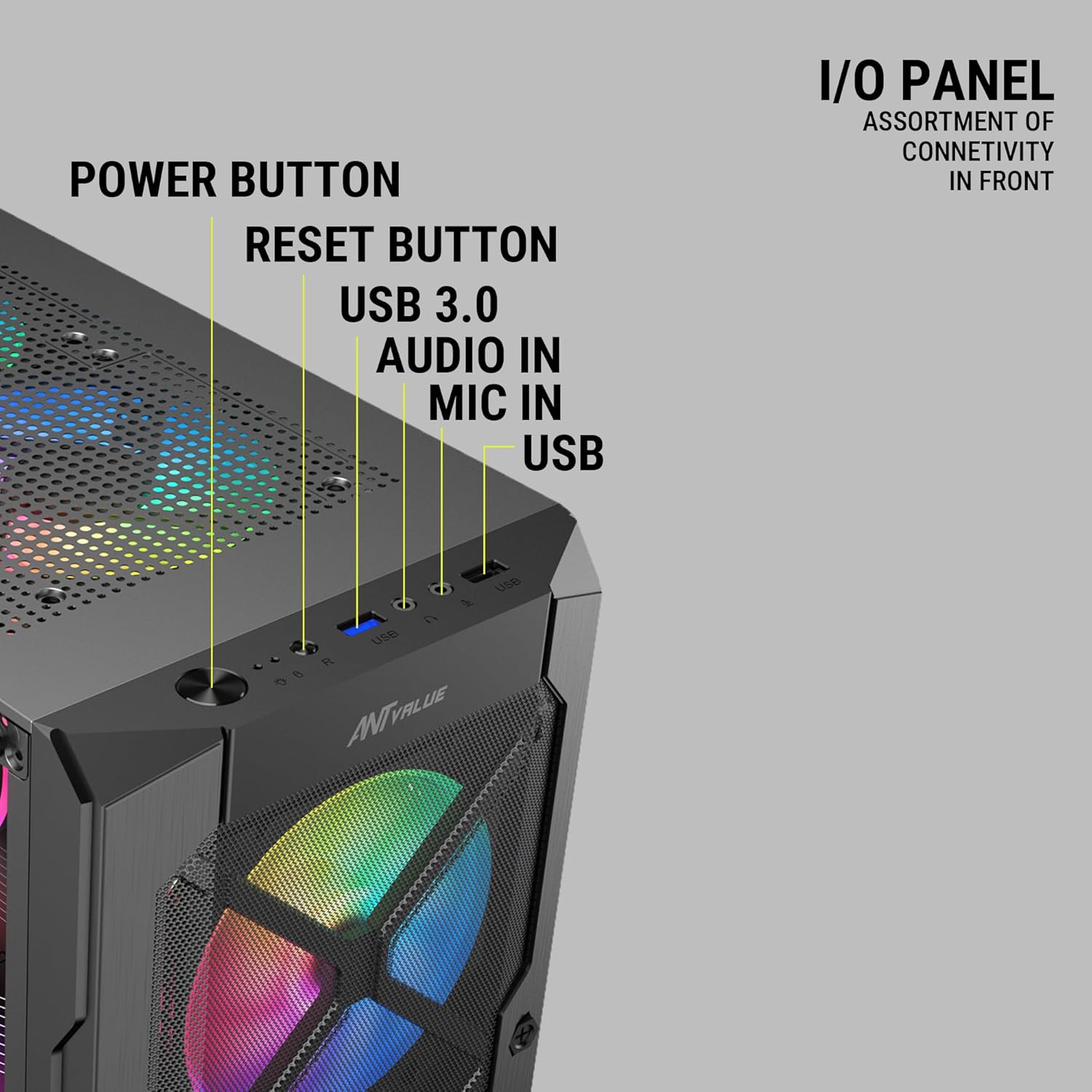 Ant Esports VM50 ARGB Mid-Tower Gaming Cabinet - Black - Image 3
