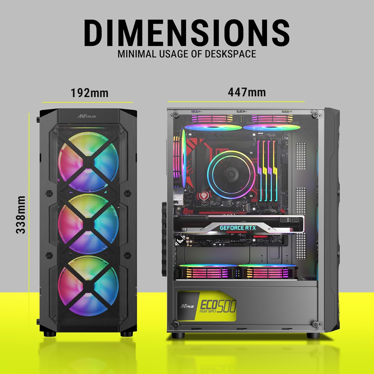 Ant Esports VM50 ARGB Mid-Tower Gaming Cabinet - Black - Image 7