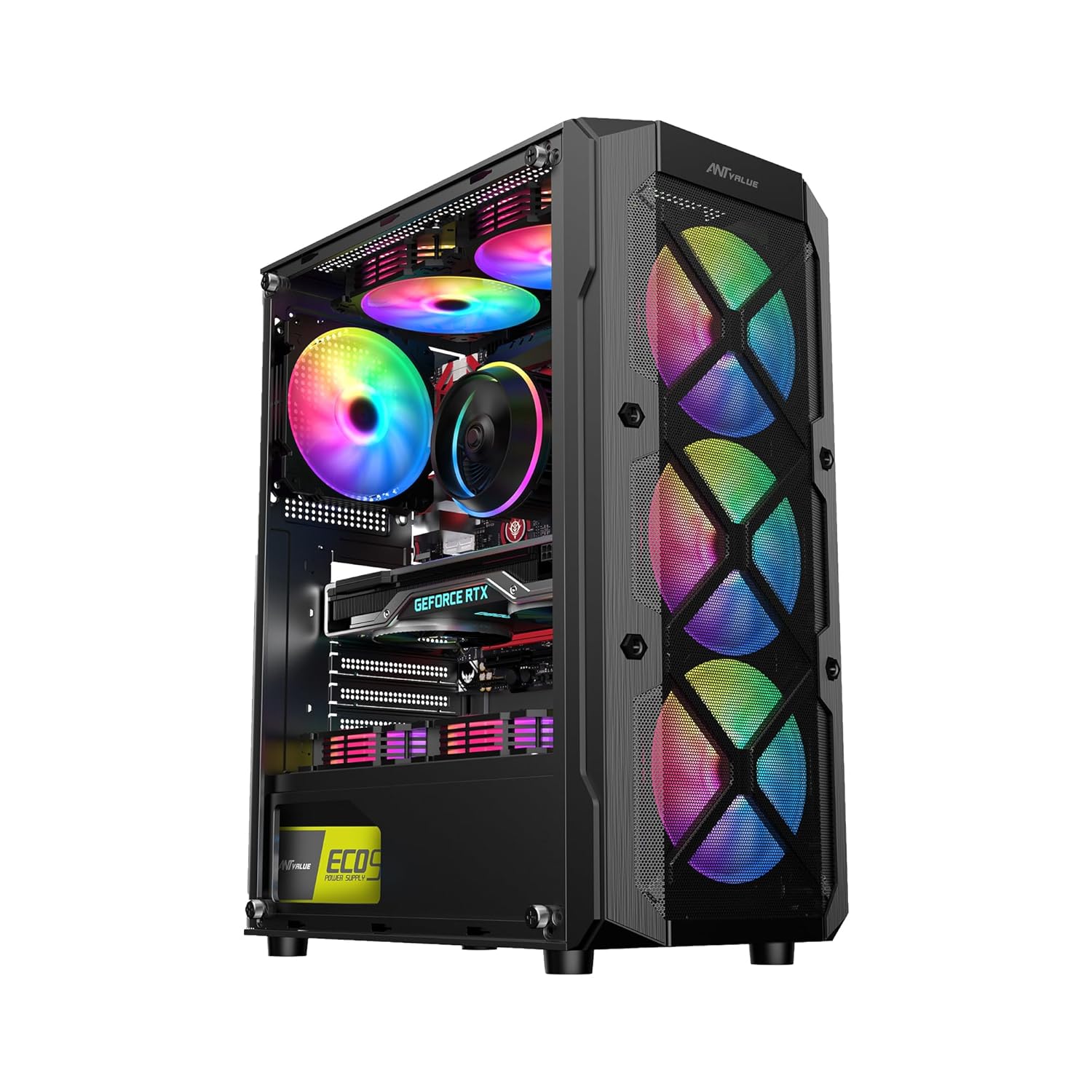 Ant Esports VM50 ARGB Mid-Tower Gaming Cabinet - Black